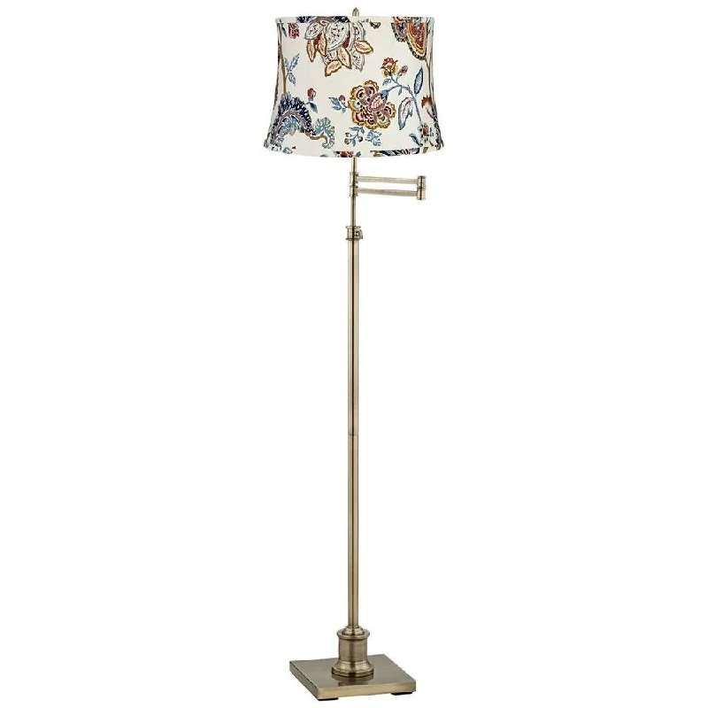 Fabric Floor Lamp with a Linen Shade for a Relaxed AestheticSwing Arm Adjustable Floor Lamp Antique Paisley Shade Living Room - 29" x 70" Fabric Floor Lamp with a Linen Shade for a Relaxed AestheticSwing Arm Adjustable Floor Lamp Antique Paisley Shade Living Room - 29" x 70"