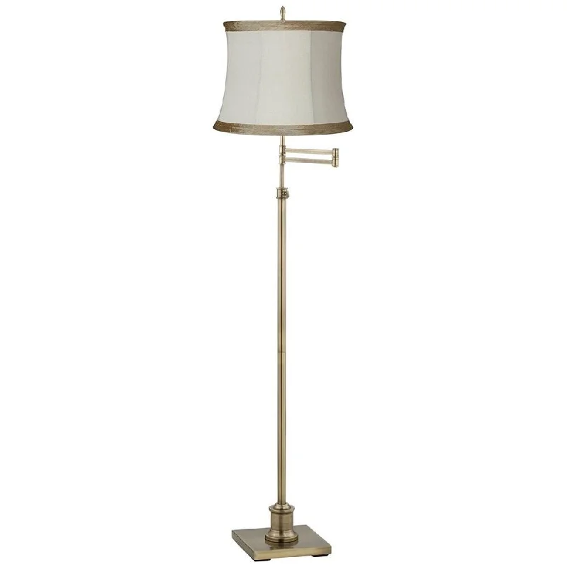 Fabric Floor Lamp with a Linen Shade for a Relaxed AestheticSwing Arm Floor Lamp Adjustable Antique Brass Ivory for Living Room - 28" x 70" Fabric Floor Lamp with a Linen Shade for a Relaxed AestheticSwing Arm Floor Lamp Adjustable Antique Brass Ivory for Living Room - 28" x 70"