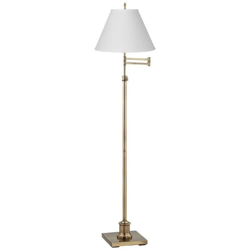 Rustic Farmhouse Style Floor Lamp for Cozy BedroomsSwing Arm Floor Lamp Antique Brass Linen Empire Shade for Living Room - 15" x 70" Rustic Farmhouse Style Floor Lamp for Cozy BedroomsSwing Arm Floor Lamp Antique Brass Linen Empire Shade for Living Room - 15" x 70"
