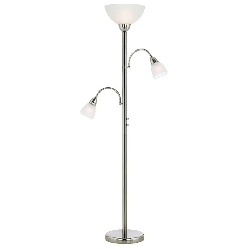 Industrial Style Floor Lamp with Exposed Bulbs for Loft ApartmentsTorchiere Lamp 72" Tall Brushed Nickel Side Lights Adjustable Arm - 12" x 72" Industrial Style Floor Lamp with Exposed Bulbs for Loft ApartmentsTorchiere Lamp 72" Tall Brushed Nickel Side Lights Adjustable Arm - 12" x 72"