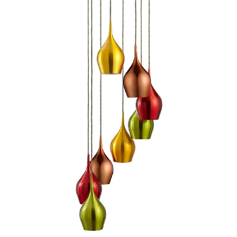 Glass Floor Lamp with Frosted Shades for Soft Diffused LightSearchlight Vibrant 8 Light Multi-Drop Coloured Pendants