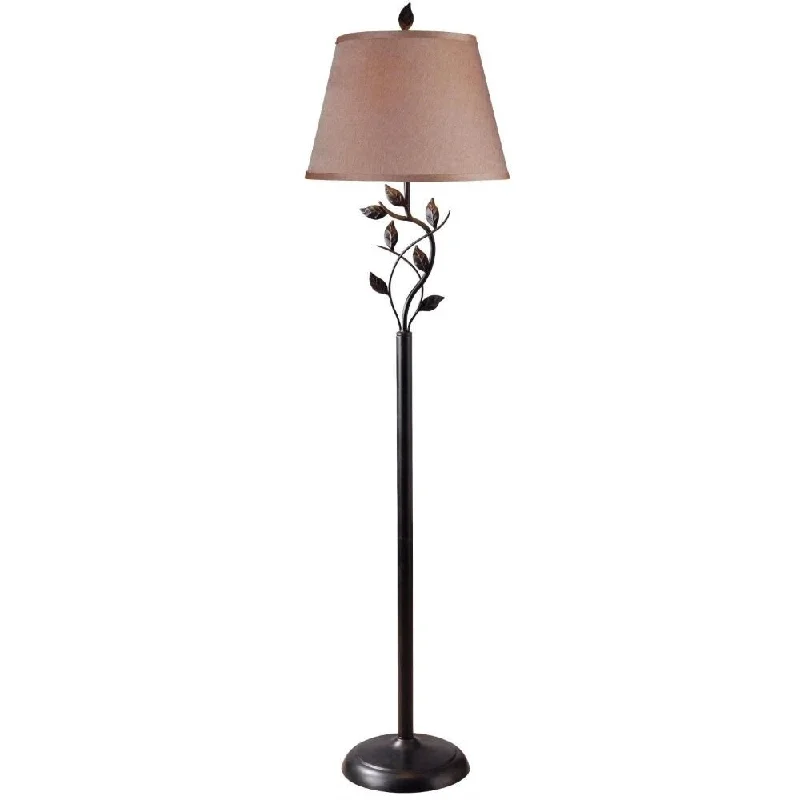 Bohemian Inspired Floor Lamp for Eclectic Home DecorVine Leaves Rubbed Bronze Finish Floor Lamp with 15-inch Gold Tapered Shade - One size Bohemian Inspired Floor Lamp for Eclectic Home DecorVine Leaves Rubbed Bronze Finish Floor Lamp with 15-inch Gold Tapered Shade - One size