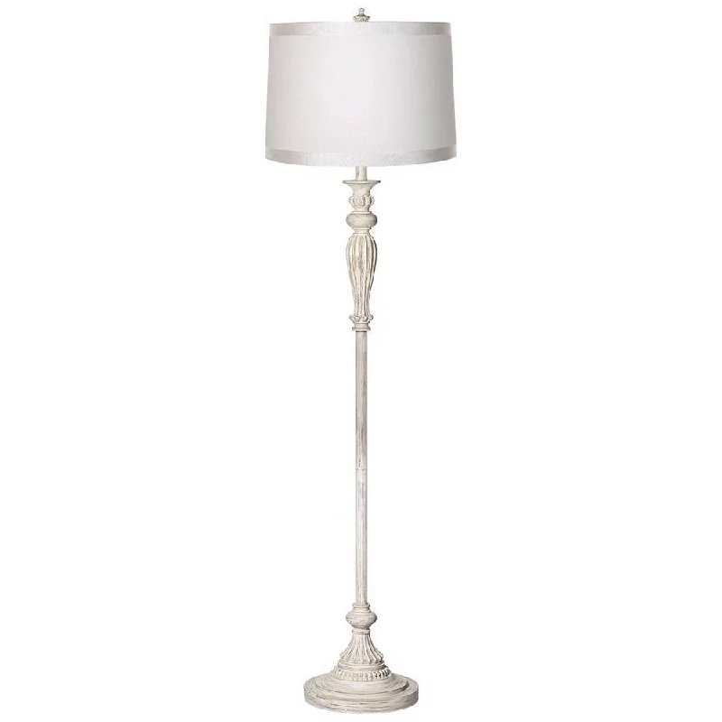  Way Switch Floor Lamp for Multiple Light Intensity LevelsVintage Chic Floor Lamp Antique White Off White Shade for Living Room - 16" x 60"
