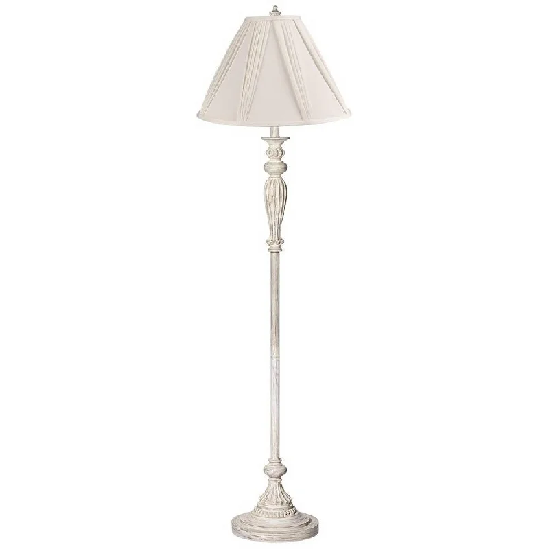Victorian Style Floor Lamp for Traditional and Elegant InteriorsVintage Chic Floor Lamp Antique White Pleated Shade Living Room - 17" x 60"