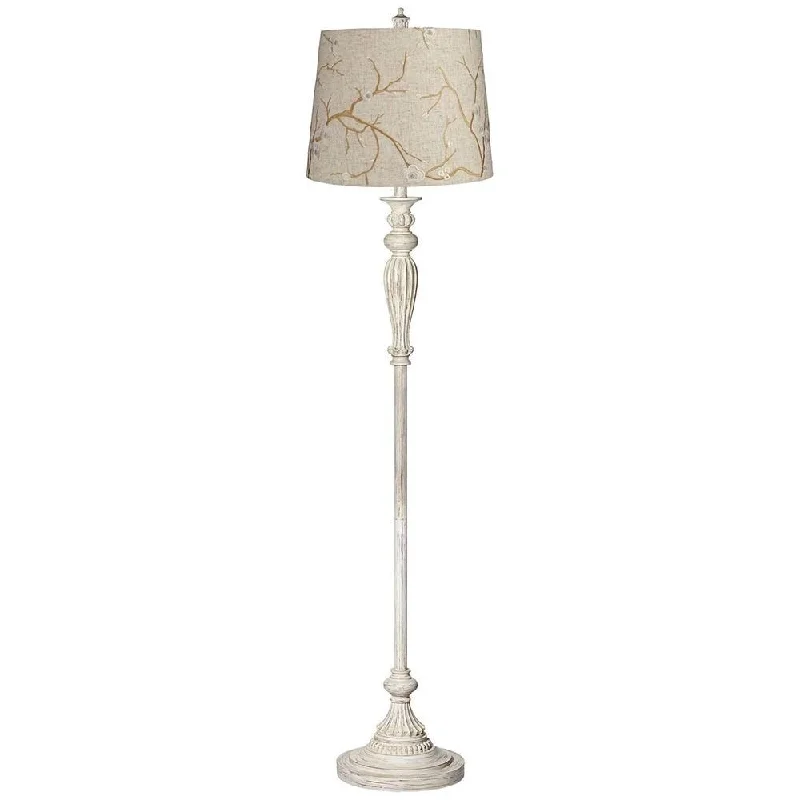 Way Switch Floor Lamp for Multiple Light Intensity LevelsVintage Chic Floor Lamp Antique White Washed Plum Flower Shade - 14" x 60" Way Switch Floor Lamp for Multiple Light Intensity LevelsVintage Chic Floor Lamp Antique White Washed Plum Flower Shade - 14" x 60"