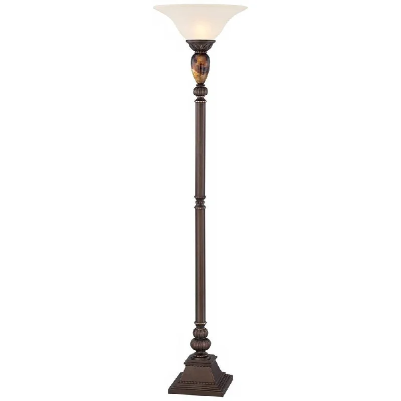 Dimmable Floor Lamp for Adjustable Lighting AmbianceVintage Torchiere Floor Lamp 72" Tall Bronze Frosted Glass Shade - 18" x 72"