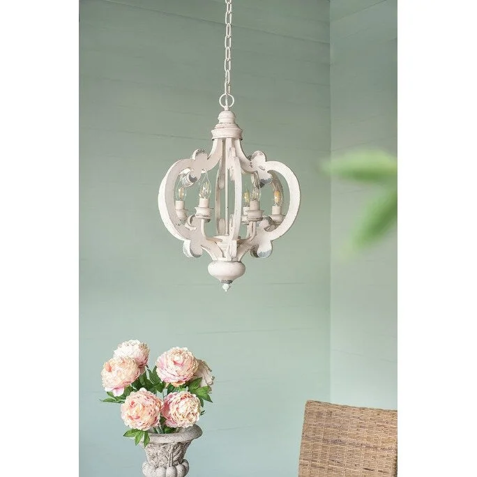 Dimmable Floor Lamp for Adjustable Lighting AmbianceWood Chandelier, 6-Light Farmhouse with Adjustable Chain,Bulb Not Included - N/A