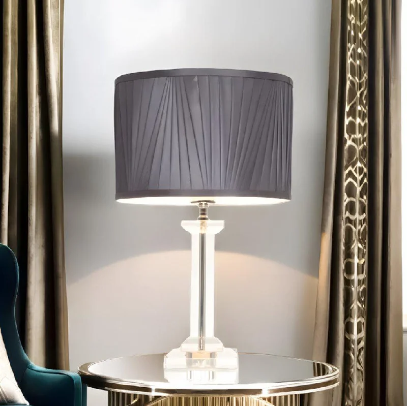 victorian style table lamps with ornate details for traditional homesAlbion Crystal Table Lamp with Pleated Shade in White or Grey