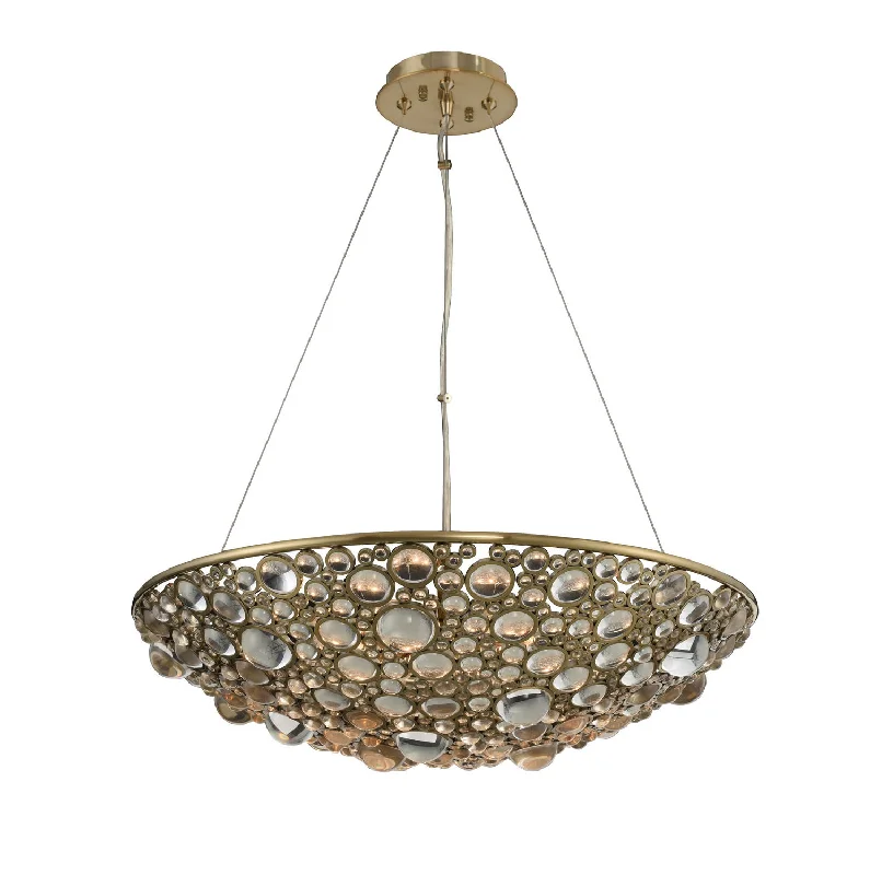Steampunk Ceiling Lights with Gears, Cogs, and Brass AccentsEight Light Pendant