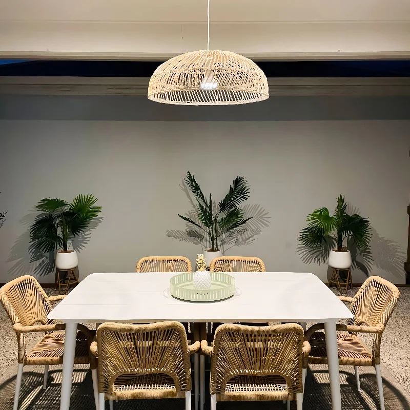 Japanese - Inspired Ceiling Lights with Shoji - Screen - like DiffusersEmery Natural Rattan Pendant Light - Cream Iron and Natural, PL0072