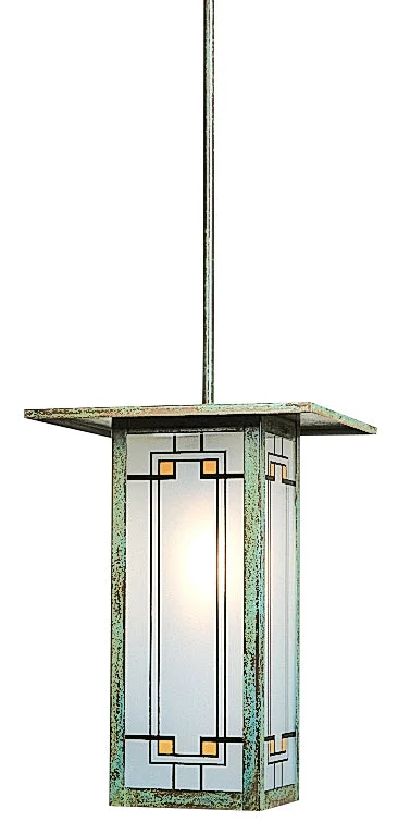 Art Deco Ceiling Lights with Geometric Patterns and Metallic FinishesArroyo Lighting FSH-9LY-VP Franklin One Light Pendant Outdoor Verde