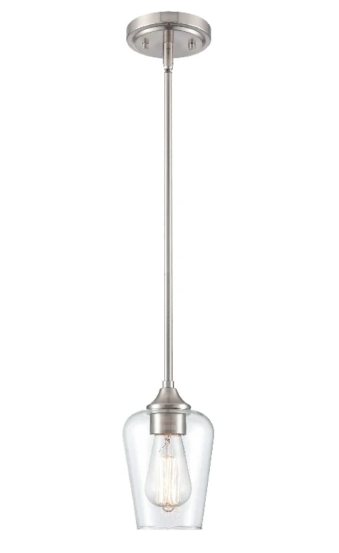 Mediterranean - Style Ceiling Lights with Terra - Cotta and Ceramic DetailsAshford Mini-Pendant - Brushed Nickel - Clear Glass - 5in. Diameter - E26 Medium Base Mediterranean - Style Ceiling Lights with Terra - Cotta and Ceramic DetailsAshford Mini-Pendant - Brushed Nickel - Clear Glass - 5in. Diameter - E26 Medium Base