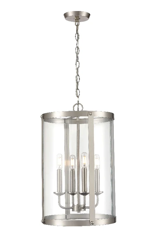 African - Inspired Ceiling Lights with Tribal Patterns and Natural MaterialsAydenn Pendant - Brushed Nickel - Clear Glass - 15.75in. Diameter - E12 Candelabra Base African - Inspired Ceiling Lights with Tribal Patterns and Natural MaterialsAydenn Pendant - Brushed Nickel - Clear Glass - 15.75in. Diameter - E12 Candelabra Base