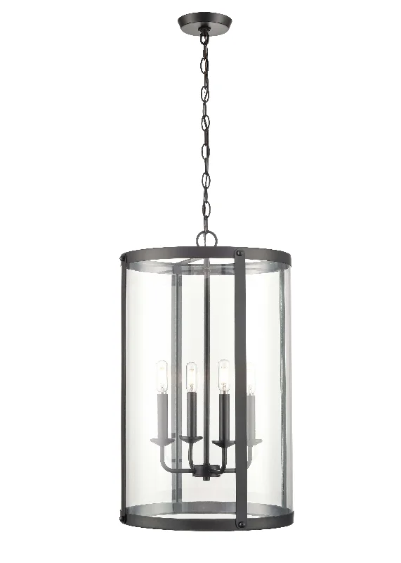 Industrial Style Ceiling Lights with Exposed Bulbs and Metal CagesAydenn Pendant - Matte Black - Clear Glass - 15.75in. Diameter - E12 Candelabra Base Industrial Style Ceiling Lights with Exposed Bulbs and Metal CagesAydenn Pendant - Matte Black - Clear Glass - 15.75in. Diameter - E12 Candelabra Base
