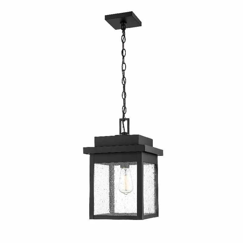 Contemporary Ceiling Lights with Unique, Abstract ShapesBelle Chasse Outdoor Hanging Lantern - Powder Coated Black - Clear Seeded Glass - 10.5in. Diameter - E26 Medium Base Contemporary Ceiling Lights with Unique, Abstract ShapesBelle Chasse Outdoor Hanging Lantern - Powder Coated Black - Clear Seeded Glass - 10.5in. Diameter - E26 Medium Base