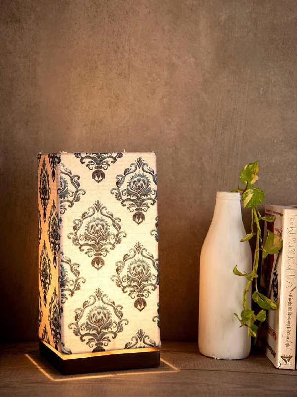 rustic farmhouse table lamps for cozy kitchensBlock Print Lamp with Wooden Base