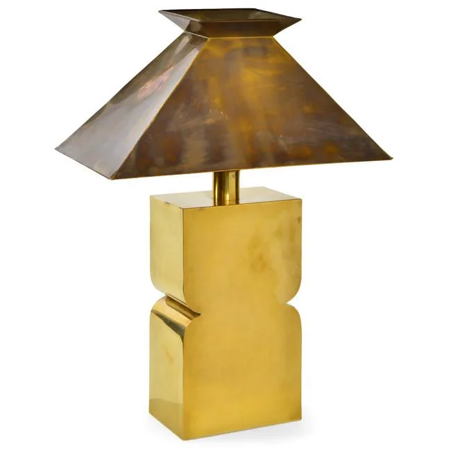 wooden table lamps with natural grain for a warm and organic feelHuge Brass Block Table Lamp w Brass Triangle Shade wooden table lamps with natural grain for a warm and organic feelHuge Brass Block Table Lamp w Brass Triangle Shade