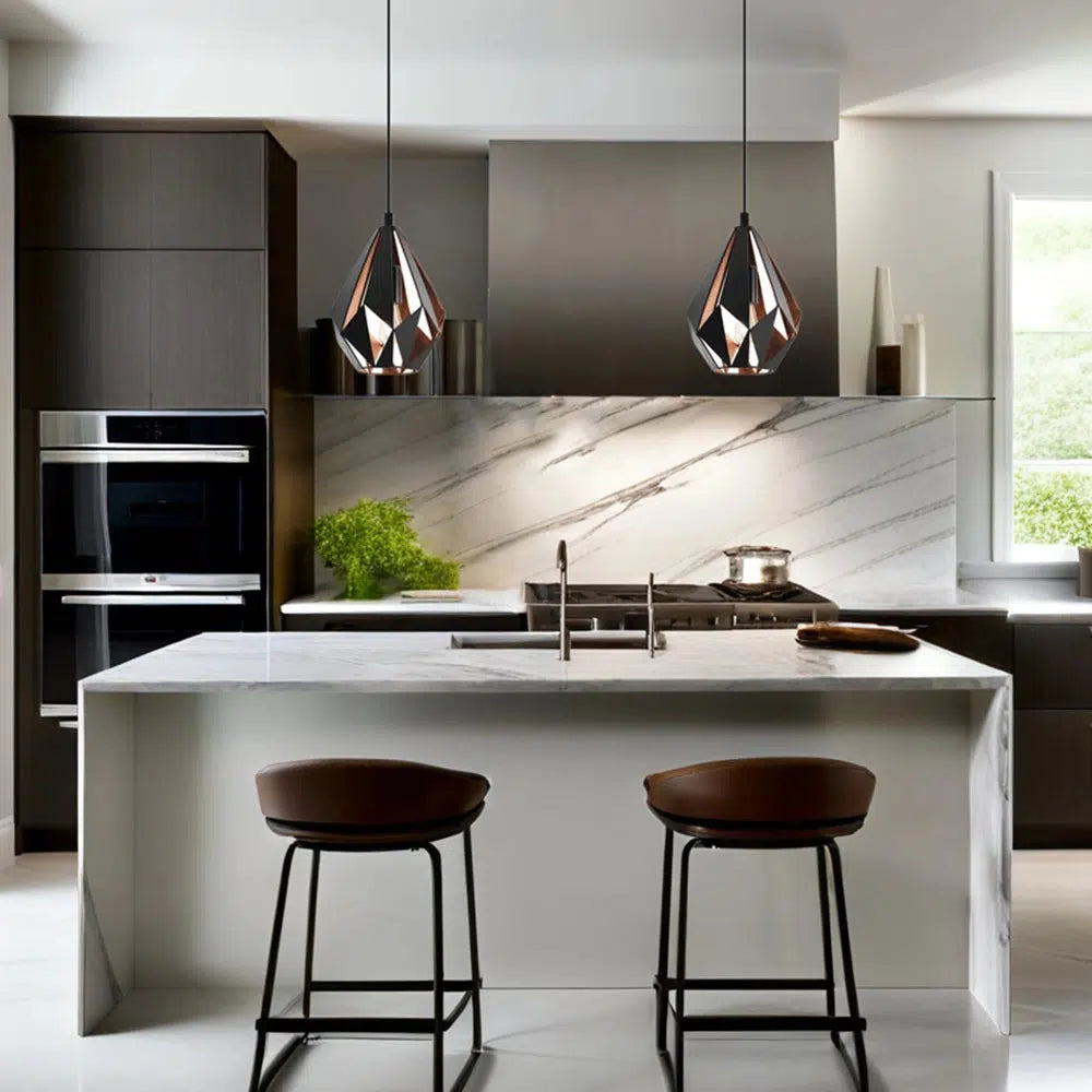 Modern Minimalist Ceiling Lights for Contemporary InteriorsCarlton 1 Pendant Light Small in Black/Copper or White/Gold