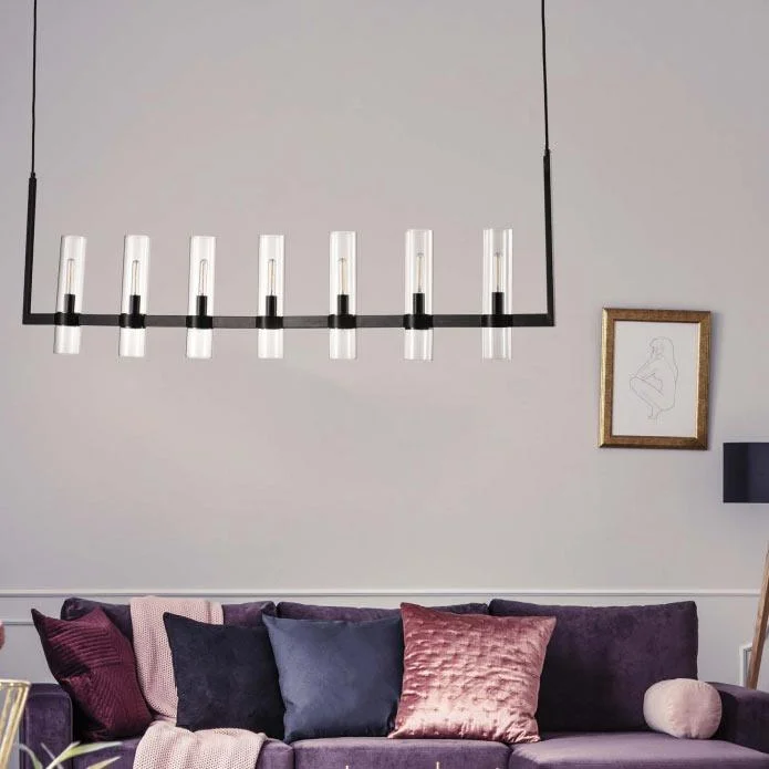 Crystal Ceiling Lights with High - Quality Swarovski CrystalsCilla Pendant Light Long 7w in Ebony Eurotech - KP196L Crystal Ceiling Lights with High - Quality Swarovski CrystalsCilla Pendant Light Long 7w in Ebony Eurotech - KP196L