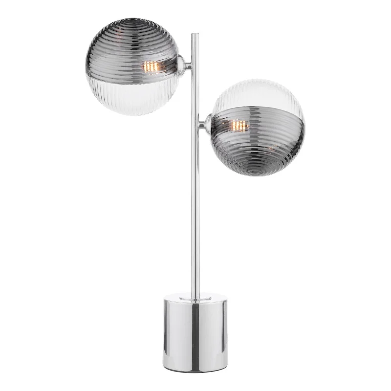 industrial style table lamps with exposed bulbs for loft apartmentsDar Spiral 2 Light Table Lamp Polished Chrome & Smoked/Clear Ribbed Glass industrial style table lamps with exposed bulbs for loft apartmentsDar Spiral 2 Light Table Lamp Polished Chrome & Smoked/Clear Ribbed Glass