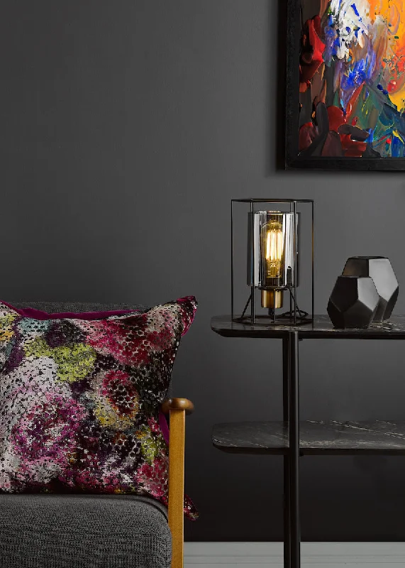 rustic farmhouse table lamps for cozy kitchensDar Tatum Table Lamp Matt Black and Smoked Glass rustic farmhouse table lamps for cozy kitchensDar Tatum Table Lamp Matt Black and Smoked Glass
