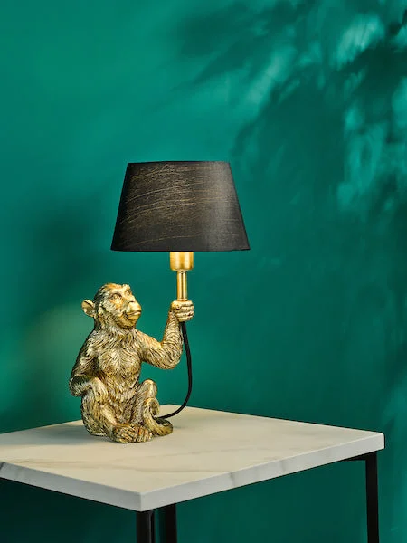 wooden table lamps with natural grain for a warm and organic feelDar Zira Monkey Table Lamp Gold With Shade wooden table lamps with natural grain for a warm and organic feelDar Zira Monkey Table Lamp Gold With Shade