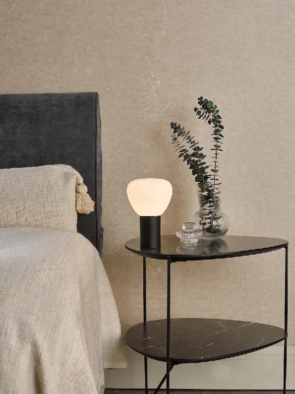 crystal table lamps with dazzling prisms for a glamorous effectDar Zorah Touch Table Lamp Opal Glass and Matt Black crystal table lamps with dazzling prisms for a glamorous effectDar Zorah Touch Table Lamp Opal Glass and Matt Black