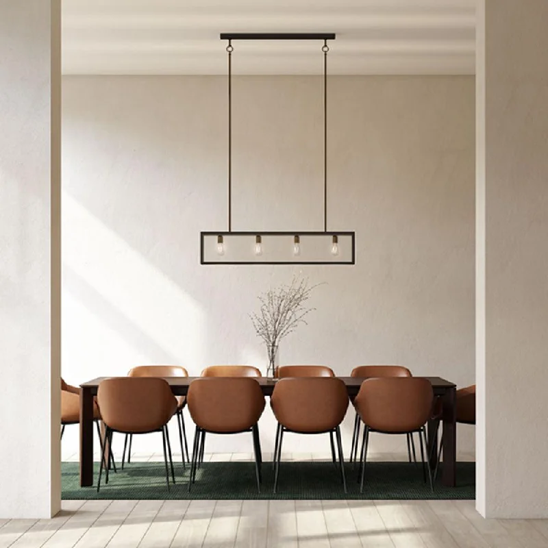 Retro Ceiling Lights Inspired by the 1950s and 1960s DesignDover Linear Pendant Light 4Lt in Old Bronze (Clear or Frost Glass)