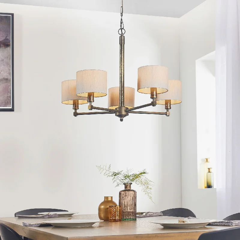 Steampunk Ceiling Lights with Gears, Cogs, and Brass AccentsIndara 5lt pendant