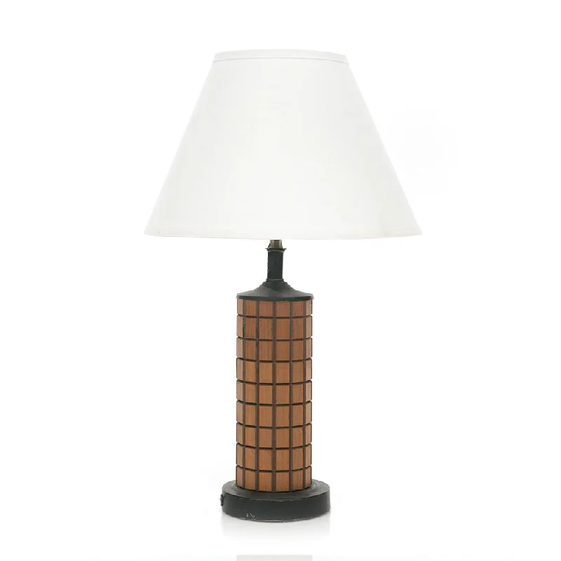 leather table lamps with a distressed texture for a rugged charmGridded Wood Base White Shade Table Lamp leather table lamps with a distressed texture for a rugged charmGridded Wood Base White Shade Table Lamp