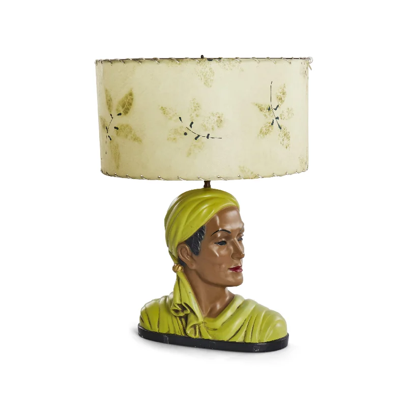 bohemian table lamps with colorful patterns for eclectic bedroomsGreen Headdress Man Table Lamp