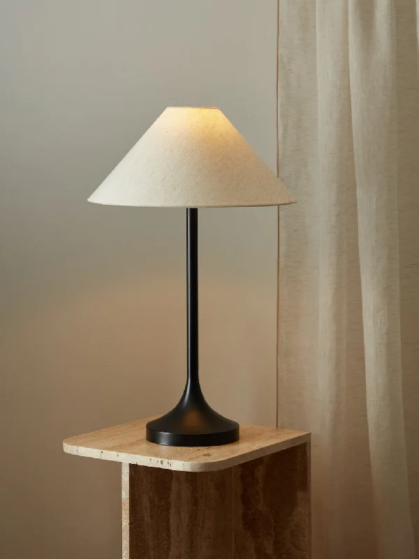 metal table lamps with a matte black finish for a sleek appearanceIvar Black Table Lamp with Natural Shade