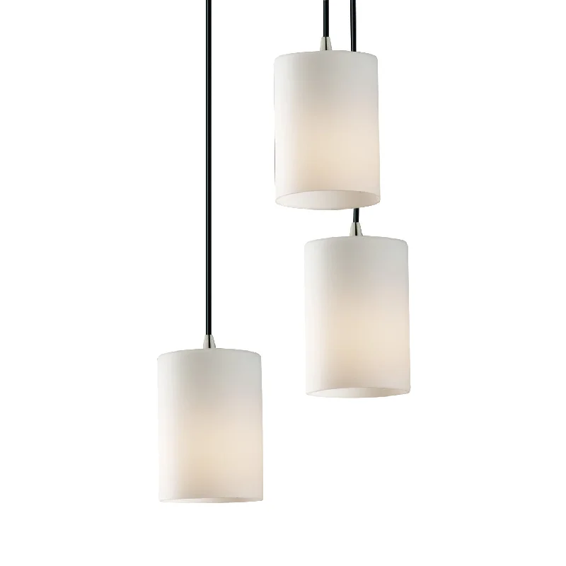 Japanese - Inspired Ceiling Lights with Shoji - Screen - like DiffusersJustice Designs Fusion FSN-8818-10-OPAL-NCKL Pendant Light - Brushed Nickel