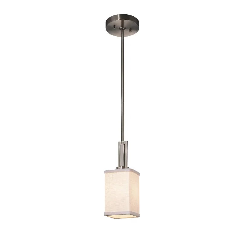 Metal Ceiling Lights in Brass, Copper, Stainless Steel, and IronJustice Designs Textile FAB-8445-15-WHTE-NCKL Pendant Light - Brushed Nickel