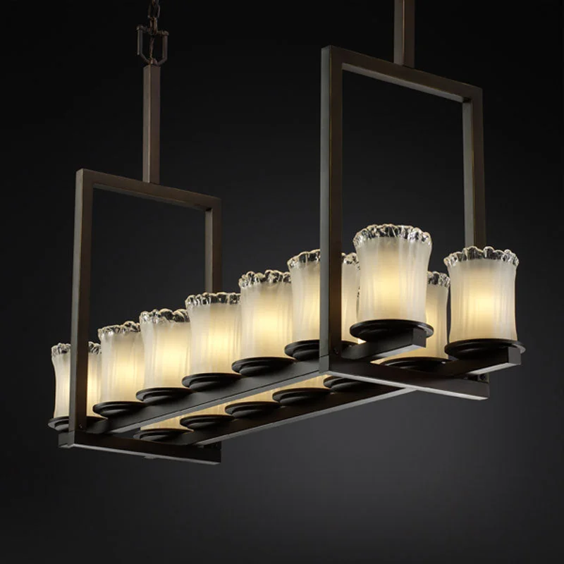 Industrial Style Ceiling Lights with Exposed Bulbs and Metal CagesJustice Designs Veneto Luce GLA-8764-16-WTFR-DBRZ Pendant Light - Dark Bronze