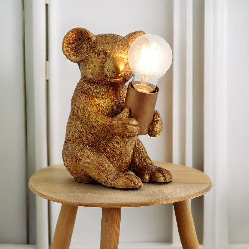 ceramic table lamps with hand painted designs for an artistic touchCaroline Playful Koala Desk Lamp - Gold, 220mm High, PL0250 ceramic table lamps with hand painted designs for an artistic touchCaroline Playful Koala Desk Lamp - Gold, 220mm High, PL0250