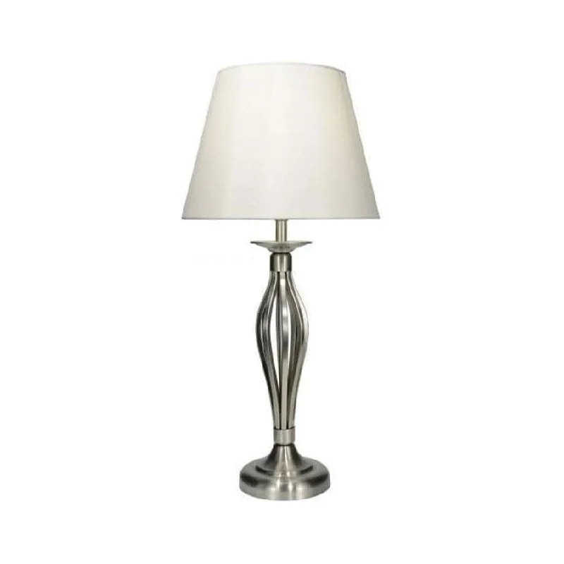 crystal table lamps with dazzling prisms for a glamorous effectMalaga Table Lamp Satin Chrome With Cream Shade crystal table lamps with dazzling prisms for a glamorous effectMalaga Table Lamp Satin Chrome With Cream Shade