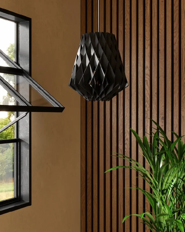 Japanese - Inspired Ceiling Lights with Shoji - Screen - like DiffusersPilke Signature 28 Pendant Black Japanese - Inspired Ceiling Lights with Shoji - Screen - like DiffusersPilke Signature 28 Pendant Black