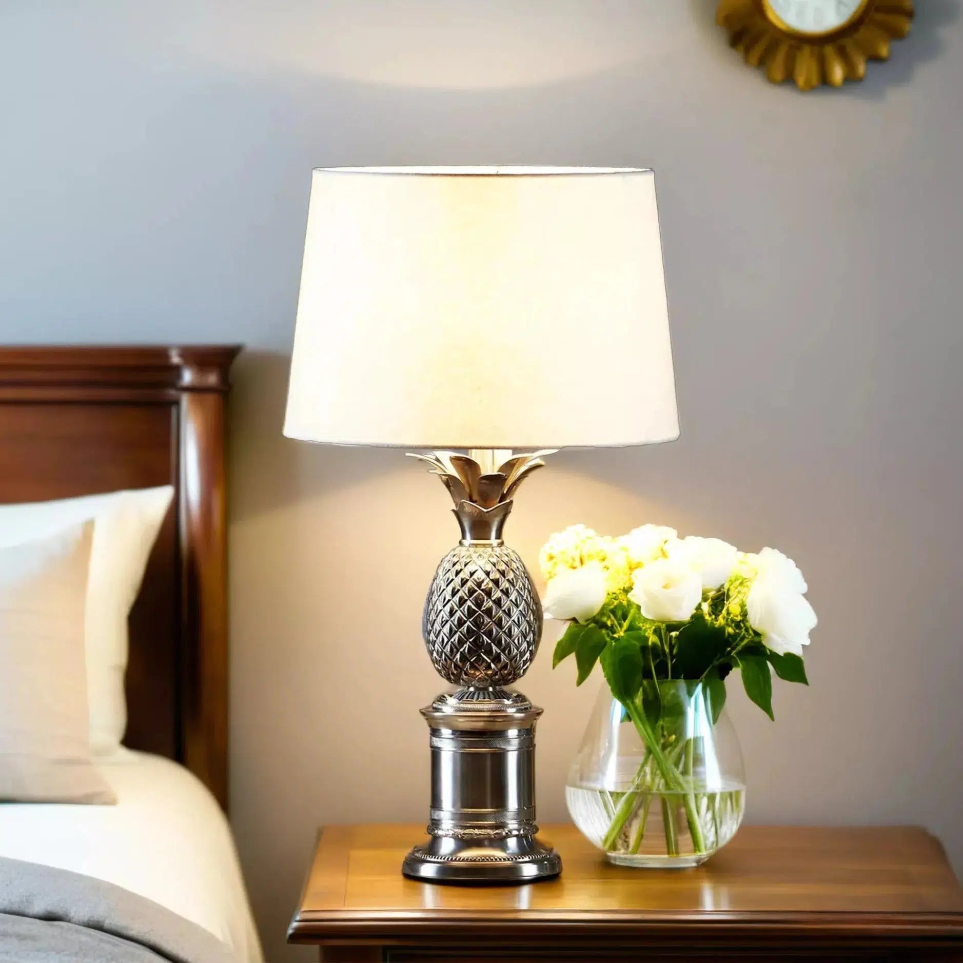leather table lamps with a distressed texture for a rugged charmPineapple Table Lamp in Silver or Brass Base leather table lamps with a distressed texture for a rugged charmPineapple Table Lamp in Silver or Brass Base