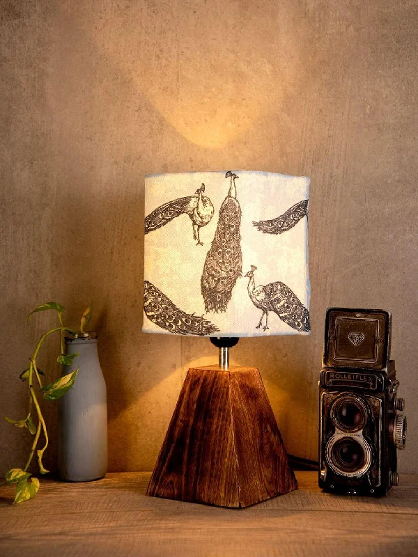 industrial style table lamps with exposed bulbs for loft apartmentsPyramid Peacock Print Lamp