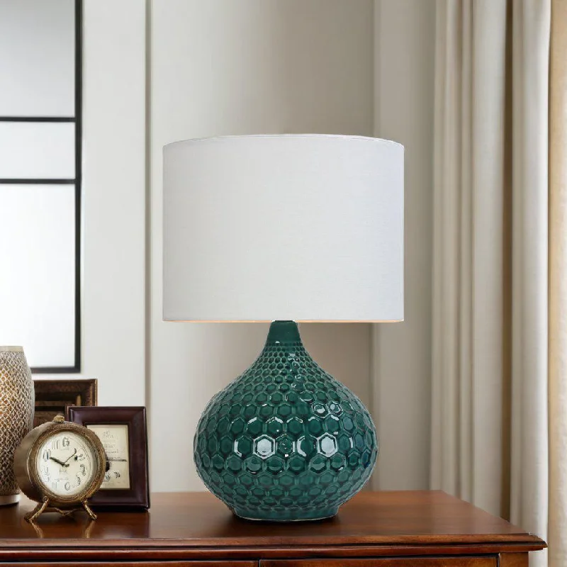 glass table lamps with a frosted surface for soft light diffusionRidley Table Lamp in Teal