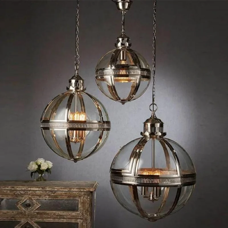 Indian - Themed Ceiling Lights with Intricate Filigree and Mirror WorkSaxon Pendant Light Small in Shiny Nickel, Antique Brass or Black