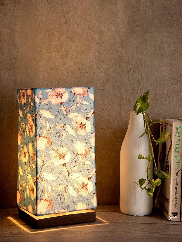 wooden table lamps with natural grain for a warm and organic feelTurquoise Floral Lamp with Wooden Base wooden table lamps with natural grain for a warm and organic feelTurquoise Floral Lamp with Wooden Base